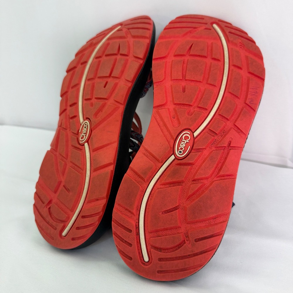 Chaco Z Cloud 2 Sandals Navy Red Chevron Double Strap Toe Loop Womens 8 - Picture 14 of 14